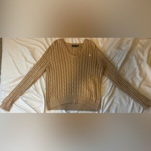 Polo Ralph Lauren Cotton Cable Knit V-Neck Sweater
